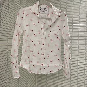 Frank & Eileen white button up with red hearts
